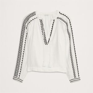 Banana Republic Embroidered Linen Peasant Blouse NWT